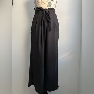 Zara Waist Tie Wide Leg Ankle Crop Trousers